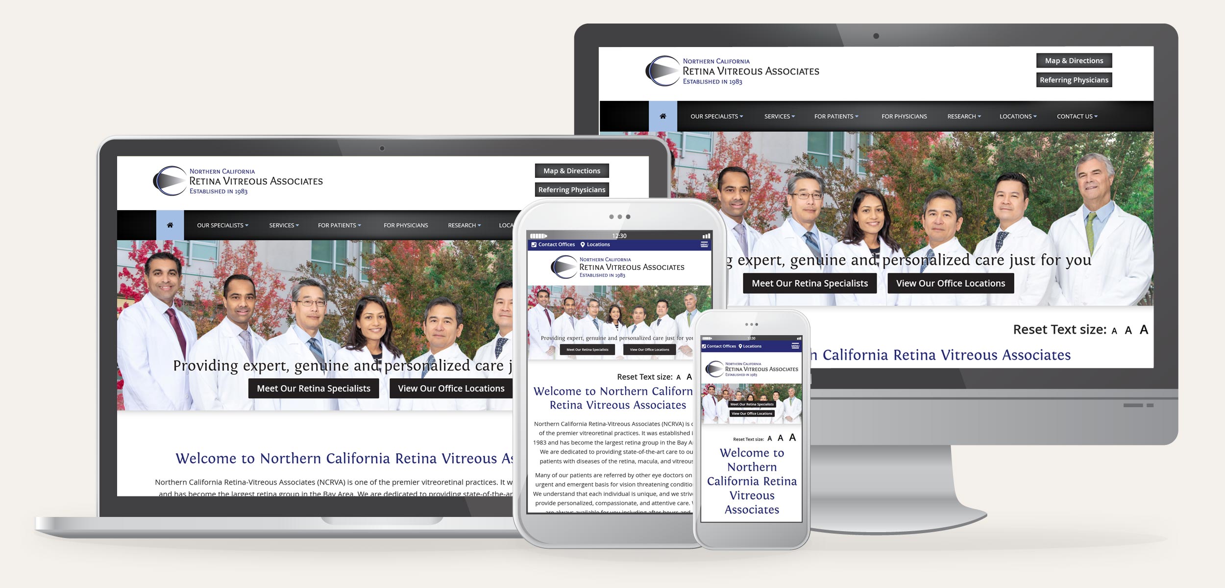 MMA developed the website for Northern California Retina Vitreous Associates